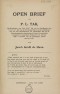 Titelpagina van 'Open brief aan P.L. Tak' (1905).