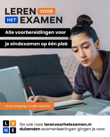 ga naar lerenvoorhetexamen.nl en vind alle voorbereidingen op je eindexamen op één plek